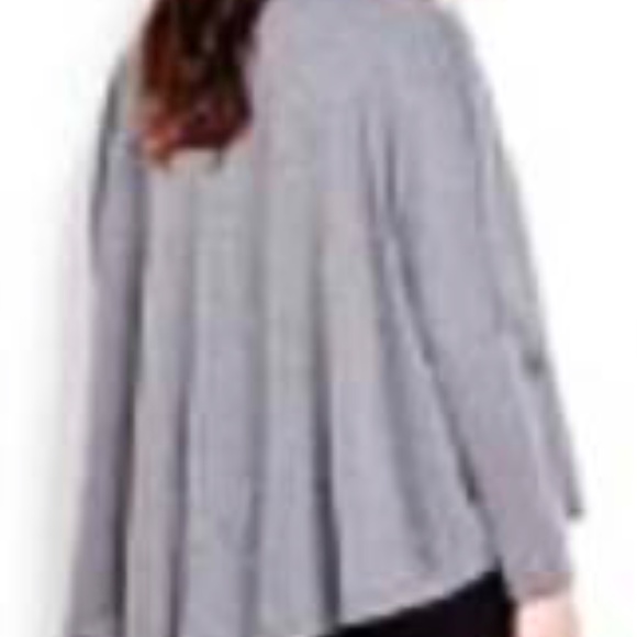 SWEATER, TURTLENECK, ASYMMETRICAL, MEDIUM GREY MIX, SZ 3X, LONG SLEEVES, VISCOSE - Picture 4 of 6